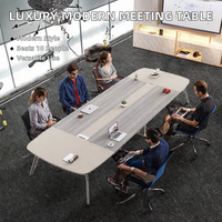 Table de conférence modulaire moderne en mélamine pour bureau, hôtel, école, usage domestique - Écologique, durable, 10 places, usage commercial