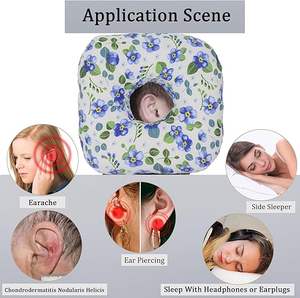 หมอนรองหูแบบกำหนดเอง ผ้าฝ้ายแท้ รูปทรงตัว O ลายดอกไม้ หมอนสำหรับนอนตะแคง ป้องกันหู หมอนสำหรับเจาะ<span class=keywords><strong>หู</strong></span>และอาการ<span class=keywords><strong>ปวด</strong></span>หู - Product Image 3