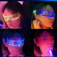 En stock, lunettes lumineuses LED très vendues pour le Ramadan et les fêtes de remise des diplômes, colorées, brillent dans le noir, fonctionnent sur piles