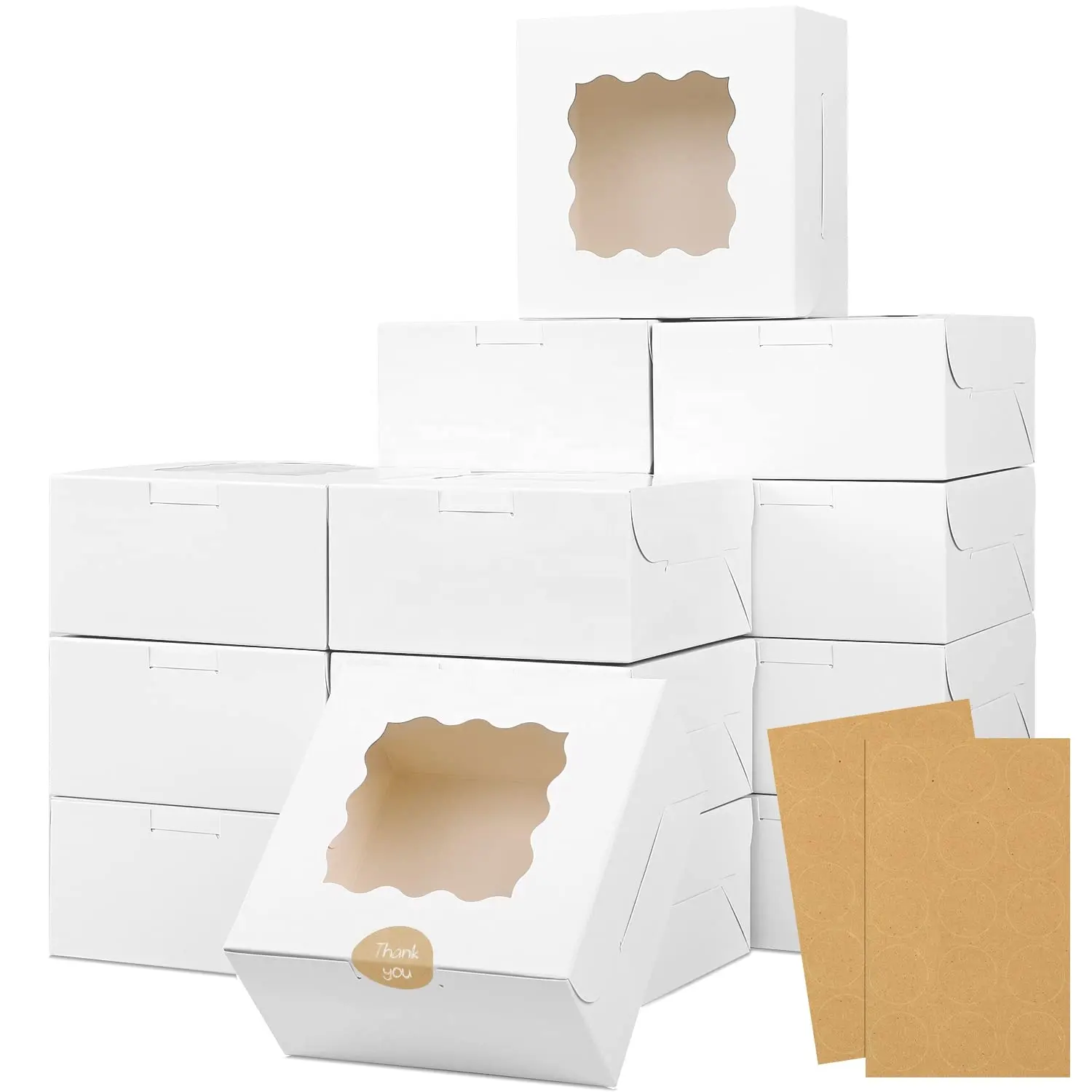 Cajas de panadería de fabricante de China, caja blanca para galletas con ventana para pasteles pequeños, fresas, magdalenas y repostería