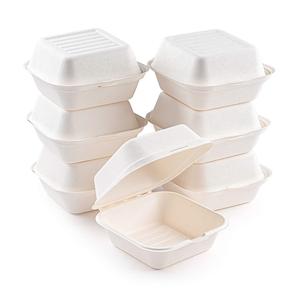 일회용 조가비 전자 레인지 생분해성 Bagasse 힌지 테이크 아웃 식품 용기 레스토랑 맞춤형 로고 - Product Image 1