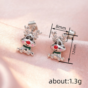 Orecchini a Perno a Forma di Renna per Donne, Design Natalizio, per Uso Quotidiano, Regalo per Feste, Accessori - Product Image 6