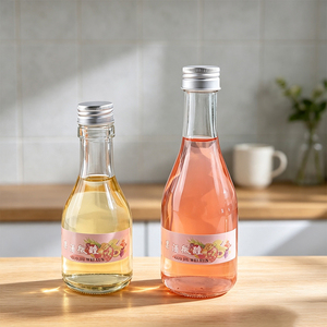 Botella de Vidrio Curvada Multitamaño para <span class=keywords><strong>Vino</strong></span> o Frutas, con Tapa Metálica Plateada, para Elaboración Casera de Bebidas Fermentadas - Product Image 4