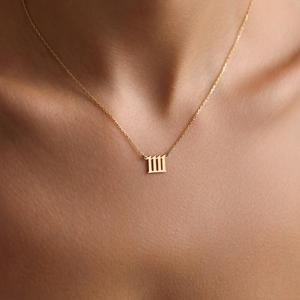 Collar con Número de Ángel 11:11 en Oro de 18k, Colgante con Número de Ángel <span class=keywords><strong>1111</strong></span>, Collar con Número de la Suerte, Regalo para Ella - Product Image 6