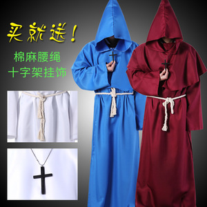 Robes de moine médiévales, costumes de prêtre unisexes en polyester, tenues de cosplay pour Halloween, jeux d'animation, jeux de rôle - Product Image 2