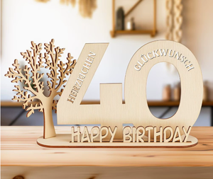 DAMAI - Adorno de Mesa con Número de Edad en Madera con Luces LED Cálidas, Regalo de Cumpleaños Creativo y Personalizado para Edades del 18 al 100 - Product Image 5