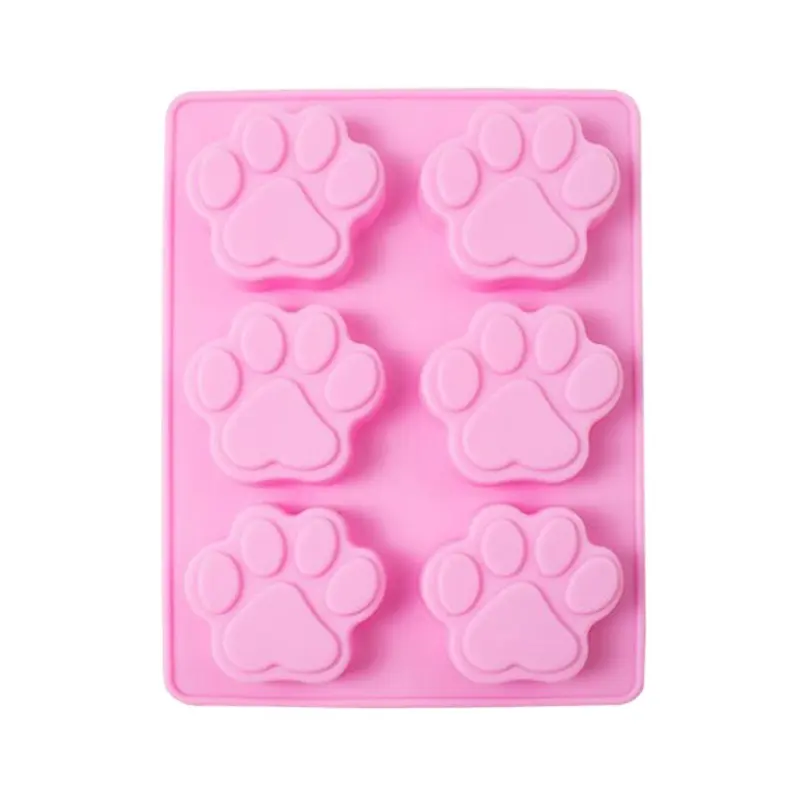 3D Design 6 Cavities Mould Silicone Puppy Dog Paw Shaped Mold for Chocolate Ice Cube Jelly Candy