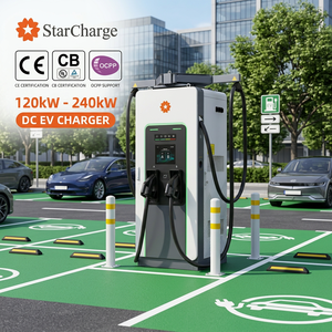 Cargador rápido de CC para vehículos eléctricos Starcharge Titan V5 UL CE con retracción automática del brazo, OCPP 16J, 20 UI, personalizable, público, de alta densidad. - Product Image 1