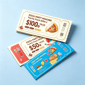 บัตรขูดรางวัลงานเปิดตัวครั้งใหญ่ ปรับแต่งพร้อมโลโก้สำหรับร้านพิซซ่าและร้านอาหาร ตั๋วจับรางวัลแบบเจาะรูบนกระดาษเคลือบเงา - Product Image 5