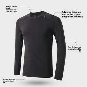 Maglietta Lulu Primavera/Autunno a Maniche Lunghe in Fibra di Poliestere ad Asciugatura Rapida, T-Shirt Sportiva da Uomo per Corsa e Fitness, Design Semplice Traspirante - Product Image 3