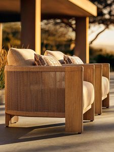 Divano <span class=keywords><strong>da</strong></span> Esterno in Teak Stile Nordico, Impermeabile e Resistente ai Raggi Solari, per Villa, Hotel, <span class=keywords><strong>Giardino</strong></span>, Arredamento in Legno Massello - Product Image 2