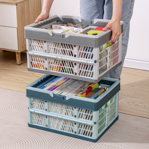 Custom Plastic Storage <strong>Foldable</strong> <strong>Basket</strong> With Handle Tabletop Shopping Picnic Portable <strong>Basket</strong> Home Organization Wholesale Bulk - Product Image 6