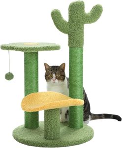 Arbre à <span class=keywords><strong>chat</strong></span> de style cactus avec griffoirs en sisal, perchoir en peluche et jouet suspendu-Condo et grattoir <span class=keywords><strong>pour</strong></span> <span class=keywords><strong>chat</strong></span> d'intérieur à plusieurs niveaux - Product Image 1
