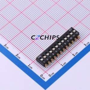 DSIC12LSGER DIP Switch SMD-24P,6x30.5mm Switch Flat Toggle, Raised Type Single Pole Single Throw 12 Gull Wing Type - Product Image 1