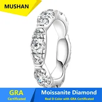 MUSHAN Luxus-Schmuck 925 Sterling Silber Ringband für Damen GRA-Zertifizierter Moissanit Diamant Smaragd D-Farbe Ringe Feiner Schmuck