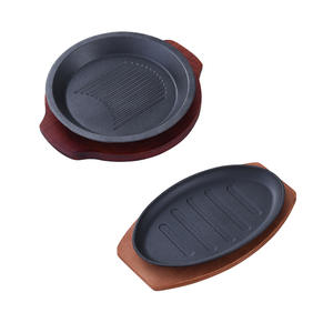 Чугунный стейк Fajita, жаркая сковорода, горячее блюдо, тарелка для жарки, сервировочное блюдо с деревянной базовой тарелкой 8 ''10'' 12'' - Product Image 4