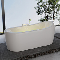 Baignoire de massage à remous en acrylique de forme ovale Baignoire de massage à trempage autoportante intérieure avec jets d'eau Jets d'air