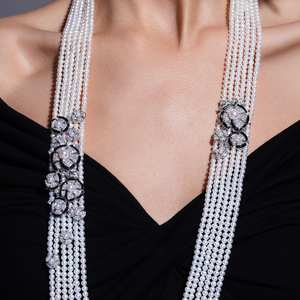 Lixin Set mutiara imitasi zirkon penuh Retro mewah kuningan kualitas tinggi untuk hari jadi pernikahan dan hadiah perhiasan bagus - Product Image 1