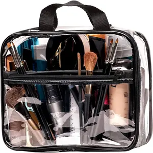 Grande saco cosmético Transparente promocional PVC saco Maquiagem zíper Clear PVC Wash Toiletry Bag