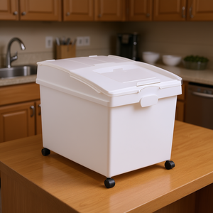 Bac de rangement de 10,5 gallons de capacité, en matériau PP, avec couvercle coulissant et roulettes, pour le stockage des aliments dans la cuisine - Product Image 2