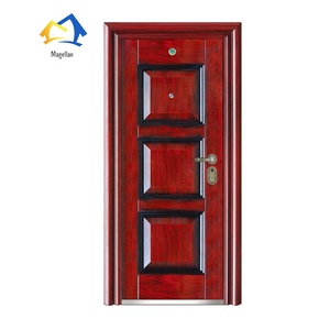 Porte d'entrée de sécurité en métal de luxe à <span class=keywords><strong>prix</strong></span> abordable, couleur personnalisée, grain de <span class=keywords><strong>bois</strong></span>, porte en acier de haute qualité pour maisons - Product Image 6