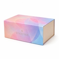 Boîte cadeau magnétique pliable avec logo personnalisé, estampage à chaud, boîte d'emballage en papier dégradé pastel de luxe pour cosmétiques et produits de beauté