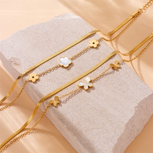 Prachtige Gouden Kraal En Boom Ontwerp Zirkoon Versierd Kopen Sieraden Enkelband - Product Image 5