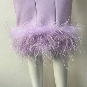 Nuovo Abito Estivo 2026 <span class=keywords><strong>da</strong></span> Donna Elegante con Orlo in Piume, Vestito <span class=keywords><strong>da</strong></span> Sera Midi Sexy con Fascia, Ideale per Feste - Product Image 6