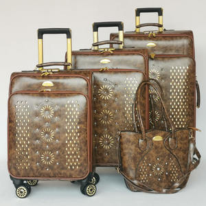 Pvc Lederen Zachte 5 Stks Spinner Reiskoffer Set Met Kosmetische Hoes Pu Huid 4 Wielen 3 Stuks Bruiloft Bagagekoffers - Product Image 1