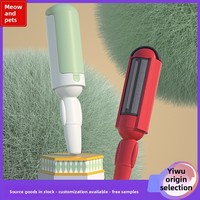 Brosse et rouleau anti-poils double face en ABS légers et confortables pour le pelage de chat