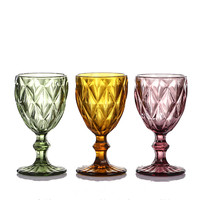 Verre à vin rouge épais de 10 oz, couleur originale, motif diamant en relief, style vintage, marque FJ, durable, vente en gros
