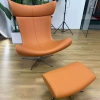 Fauteuil Imola en cuir, fauteuil pivotant Tiger, fauteuil d'appoint de détente avec repose-pieds pour salon et balcon