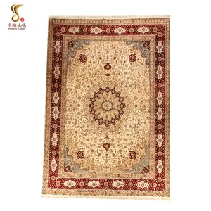 YUXIANG 9'X12' Silk Rug Hand-Woven Oriental Pattern Traditional Handmade Silk Area Rug Indian Made Silk Carpet