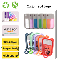 Mini flacon de voyage de 30 ml, porte-clés, flacon carré plat en plastique, vaporisateur à presser pour parfum, désinfectant pour les mains, desinfectantes de manos con aroma