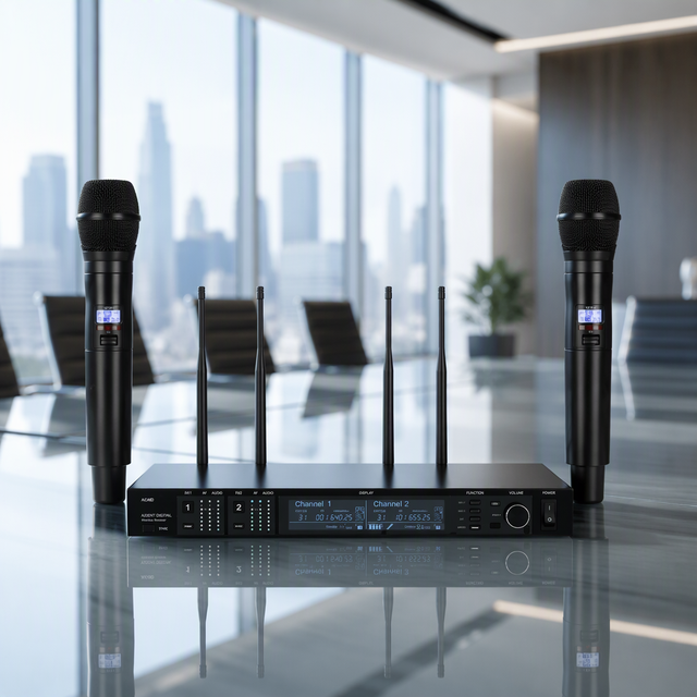 AD4D Professional Dual Channel UHF Wireless Handheld Mic System 512-562MHz 640-690MHz for Karaoke Wedding Stage
