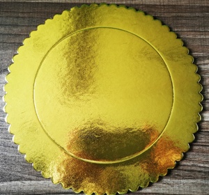 ขนาดกระดาษแข็งสีทองขนาดใหญ่ขนาด Scalloped Round Shape ฟอยล์เค้กสำหรับงานแต่งงาน - Product Image 2