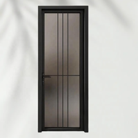 Porte coulissante intérieure à 2 panneaux en alliage d'aluminium, moderne, minimaliste, en fibre de verre, verre trempé, insonorisée, personnalisable