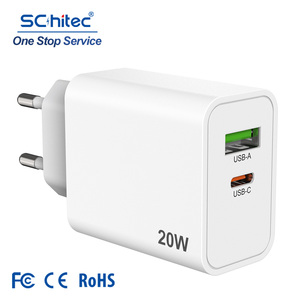 Schitec <b>EU</b> <b>Plug</b> Wall Charger <b>Adapter</b> 20W Frosted Matte Finish Dual Port A+C Fast Charging Travel Charger for i series phone 17 - Product Image 1
