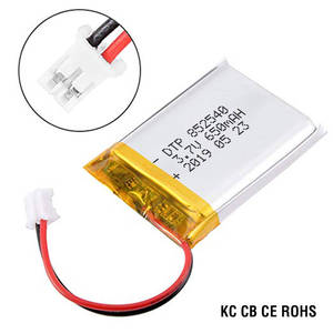 Batterie polymère au lithium en pochette <span class=keywords><strong>3</strong></span>.<span class=keywords><strong>7V</strong></span> <span class=keywords><strong>650mAh</strong></span> 300 cycles certifiée KC UL FCC PSE CE BIS CQC CB Vente en gros OEM - Product Image 3