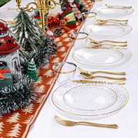 Assiettes jetables en plastique pour fêtes, assiettes transparentes texturées martelées et satinées, assiettes en PS de qualité alimentaire pour mariage et restaurant