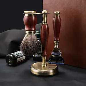 Custom Personal Classic Eco Friendly Men Gift Set Wet Safety Shaving Kit With A Shaving Brush