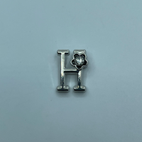 Étiquettes en alliage de zinc en forme de lettre H avec cristaux floraux, breloques métalliques personnalisées anti-corrosion pour chaussures, sous-vêtements, articles en cuir
