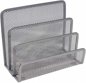 Folder Holder Desk Mail Organizer Letter Holder for Desk Metal <b>Mesh</b> with 3 Vertical Upright Compartments - Product Image 2