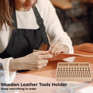 Porte-outil 98 trous professionnel en bois <span class=keywords><strong>maroquinerie</strong></span> support organisateur avec 3 fentes différentes tailles support pour différents outils - Product Image 2