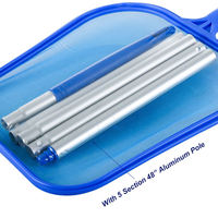 Outils et accessoires de nettoyage de piscine : Épuisette à feuilles peu profonde avec 5 sections et perches télescopiques amovibles de 48 pouces