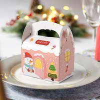 Boîte cadeau de Noël pliable à main avec impression de gribouillis colorés pour bonbons, friandises, emballage de faveurs de fête de Noël