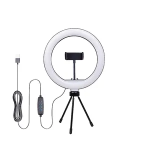 Universele Dim Led Selfie Ring Licht Met Mobiele Telefoon Houder Telefoon Statief Stand Kit Lamp 3 Modes Led Ring Licht