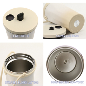 Gobelet isotherme portable en acier inoxydable double paroi de 600 ml, anti-fuite, écologique, avec poignée et couvercle, grande capacité, idéal comme cadeau - Product Image 4