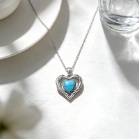 Collier pendentif en argent sterling 925 Moyu Jewelry, pendentif cœur turquoise bleu, cadeaux d'anniversaire pour femmes
