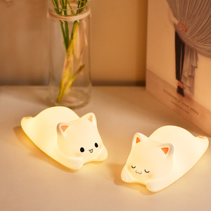 Nursery Cute Led Baby Touch Silicona Niño gato Decoración creativa Luz nocturna Mesita de noche Mesa recargable Led Luz de noche de silicona - Product Image 5